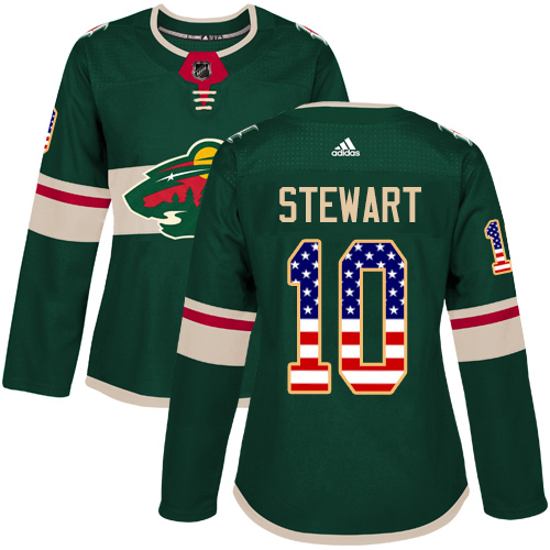 Adidas Wild #10 Chris Stewart Green Home Authentic USA Flag Women's Stitched NHL Jersey